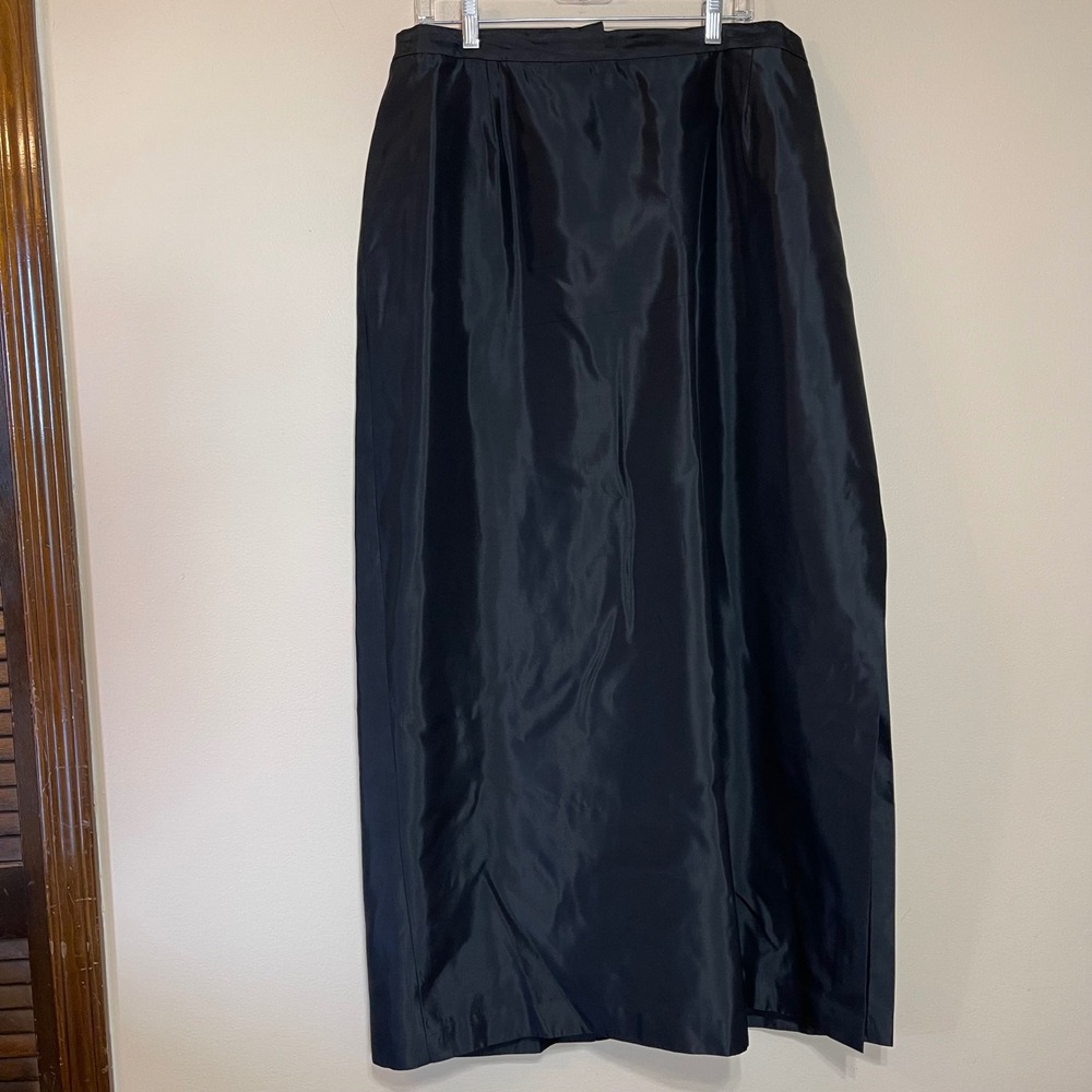 JS Collections Black Acetate Maxi Skirt Formal Evening Side‎ Slit Size 16 Canada